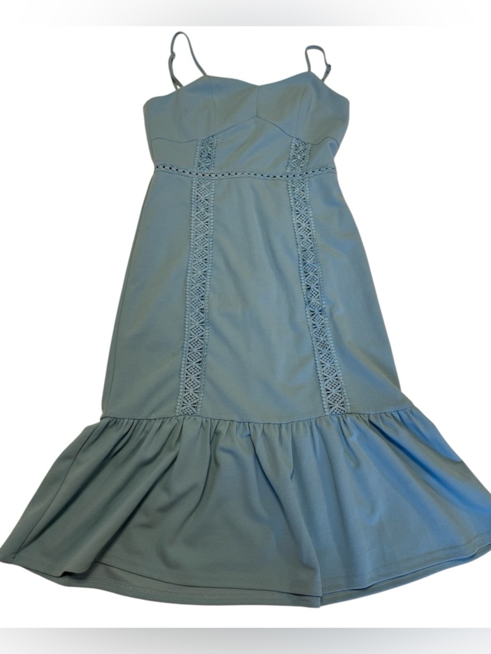 Francesca’s Mi Ami Blue Strap Midi Dress boho Crochet Cottage Small